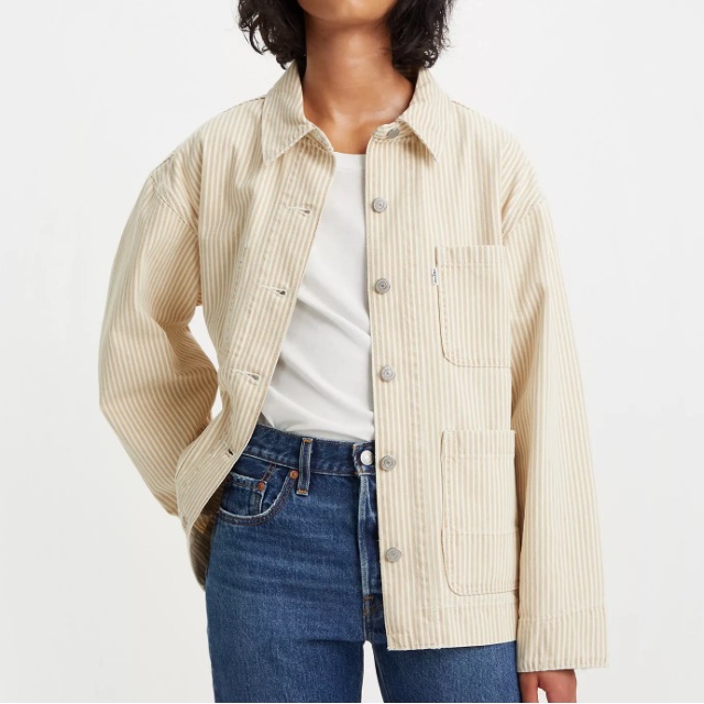 Levi’s Chore Coat Beige Striped New Size Xs